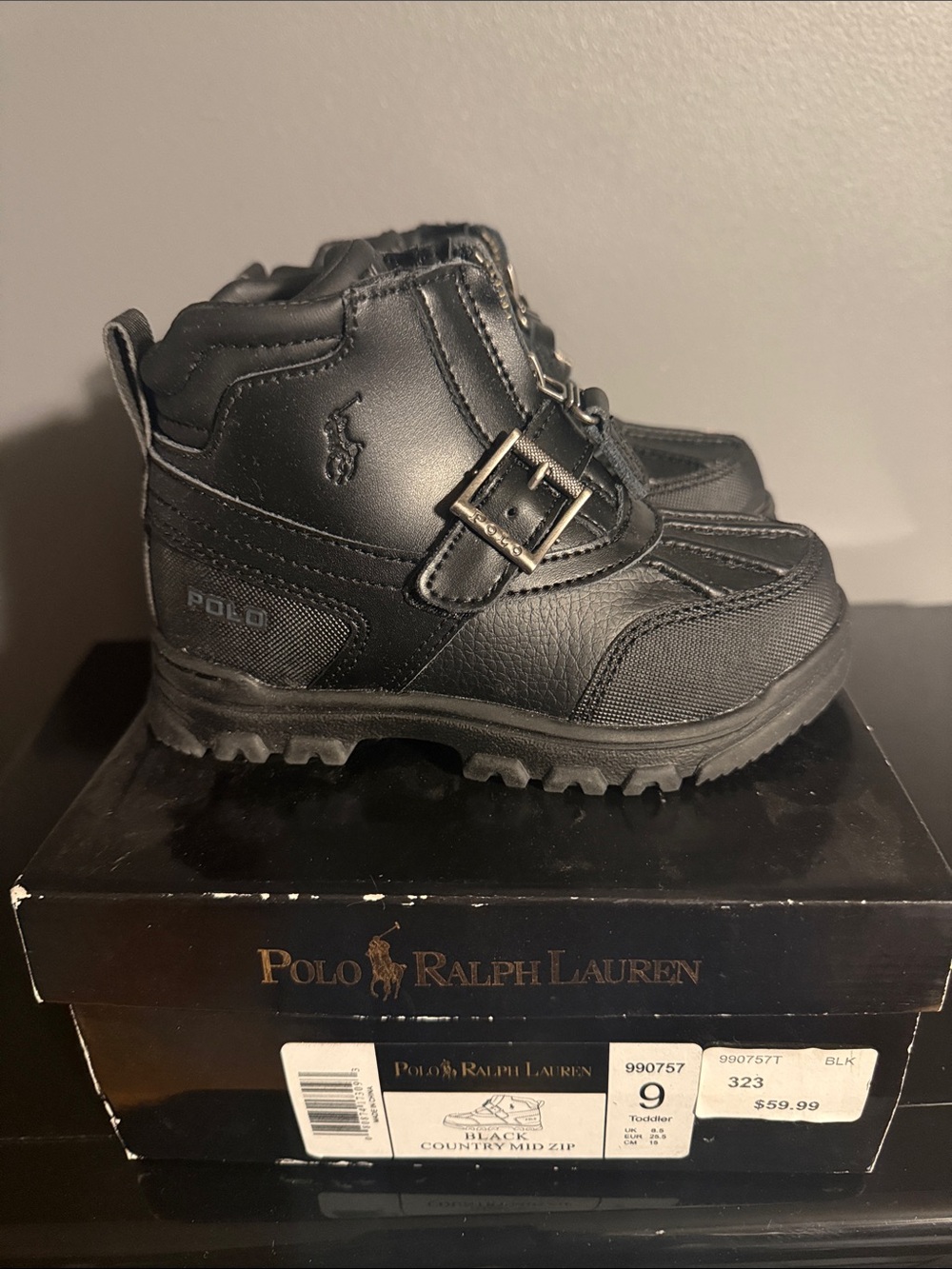 Polo by Ralph Lauren Kids Black Trail Boots with Buckle